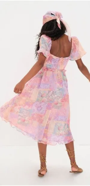 For Love & Lemons Pastel Patchwork Midi Dress - Pink, Lavender, Peach thumbnail 1