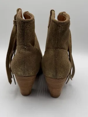 Maje Jaune Gold Metallic Suede Western Ankle Boots Tassel EU 36 US 5.5 thumbnail 4