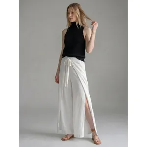 Zara White Wide Leg Wrap Split Front Tie Waist Pants 0264/159 XL‎ NEW thumbnail 2