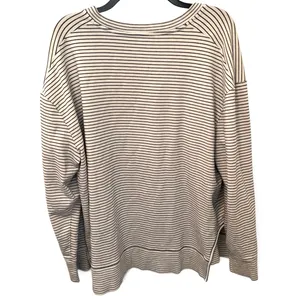 Daily Ritual XXL Striped Pullover Sweatshirt Black White Oversized Crew Neck thumbnail 9