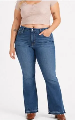 Levis 726 Womens Jeans 32x32 Medium Wash High Rise Flare Stretch Denim Blue thumbnail 1