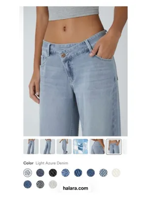 HALARA Flex™ Asymmetric Low Rise Zipper Pockets Baggy Wide Leg Jean Light Azure thumbnail 6