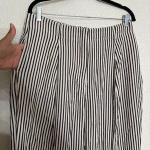 Mango elasticated waist staight wide leg stripe pants in mono stripe size large thumbnail 7
