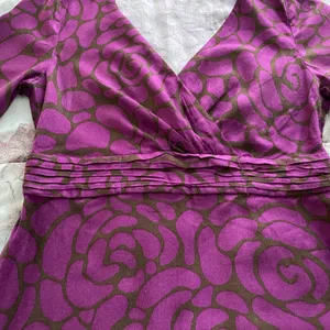 Boden purple black floral geometric print V-neck shift mini dress, size 6 preppy thumbnail 7