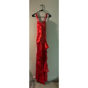 Wear Your Love Red Ruffle Gown – XS/S – Wedding Guest - Holiday Party Dress, Prom Dress, NWT, Lace-Up Back thumbnail 2