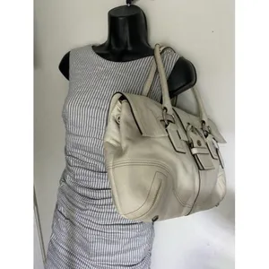 coach medium bag handbag off white leather shoulde thumbnail 5