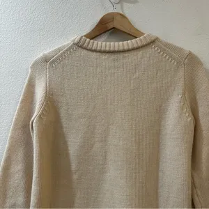 J.‎ Crew 100% Wool Sweater 3/4 Sleeve Stripe Trim XS Cream Gray Preppy Academia thumbnail 6