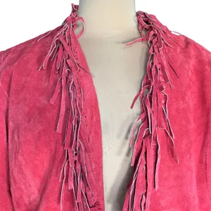 Vintage Red Suede‎ Leather Fringe Jacket Western Boho Statement Festival Piece thumbnail 3