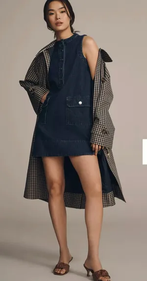 ALIGNE Luella Denim Mini Dress Anthropologie Dark Wash US 12 thumbnail 1
