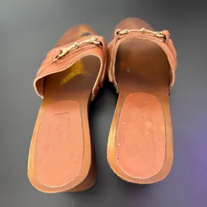 Horsebit BOHO Y2K Wooden Platform Clog Mules Womens Size 39 US 8.5 Brown Slides thumbnail 10
