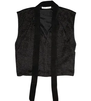 Zara Slit Front Cap Sleeve Cropped Tie Neck Top Black Size Small 5410/234/800 thumbnail 15