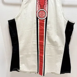 HARLEY-DAVIDSON Women’s ZipUp Vest/Tank Embroidered Off-White Tailored Cut Small thumbnail 9