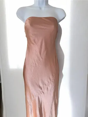 More To Come- Emma Strapless Satin Slip Dress in Blush Size XXS thumbnail 5