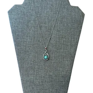 Blue Faux Tahitian Pearl Diamond Silver Necklace 20" thumbnail 2