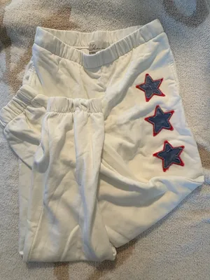 Sweatpants plain white with stars thumbnail 1