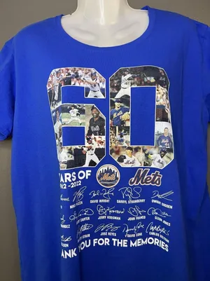 New York Mets Shirt Womens XL Blue MLB Baseball 60 Years Anniversary Gildan Tee thumbnail 1