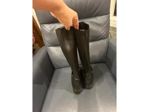 COACH black leather silver turnlock TALL FLAT riding boots thumbnail 4