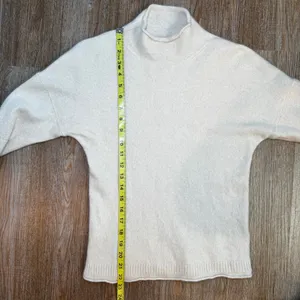 J. Crew 100% Cashmere Mock Neck Sweater M Ivory Cream Sustainable Quiet Luxury thumbnail 5