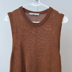 Zara Boho Relaxed Earth Colors Lagenlook Sleeveless Knit Top Small Brown thumbnail 2