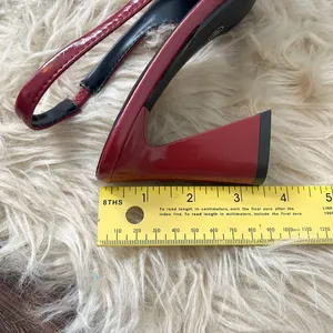 Cherry Red Faux Pantent Block Heel Sling Back Pointy Heels EU 40 / US 9 thumbnail 6