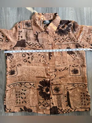 Y2K Sheer Brown & Beige Printed Button Down Shirt Size 1X thumbnail 4