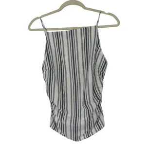 Madewell Linen Cotton Striped Ruched Square Neck Tank Top Size 0 Coastal thumbnail 2