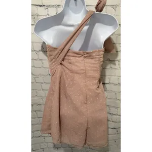 Here comes the Sun Pink Polka Dot Cut-Out Sweetheart Mini Shorts Romper XS thumbnail 4