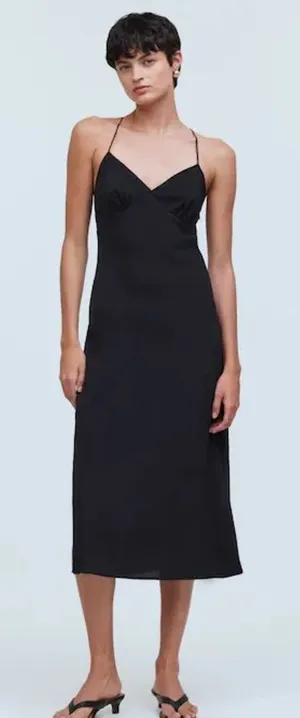 NWT MADEWELL The‎ Layton Midi Slip Dress Black size 00 thumbnail 1