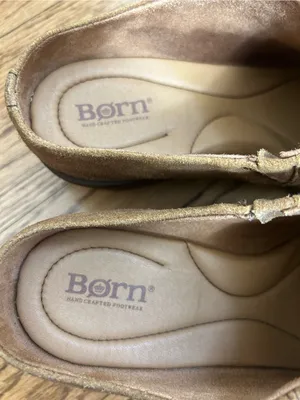 BORN Starr Tan Distressed Leather Slip On Mules Clogs Size 10 thumbnail 6