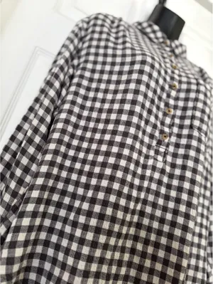 Anthropologie black and white gingham button front shirt thumbnail 8