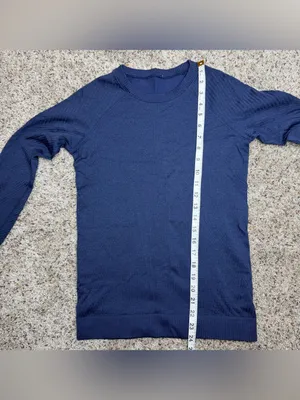 Lululemon Rest Less Long Sleeve Pullover Top Shirt Night Sea Navy Blue 6 W3BARS thumbnail 7