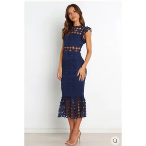 Petal and Pup Womens Lauren Dress - Navy Lace Cutout Midi Sz 14 thumbnail 2
