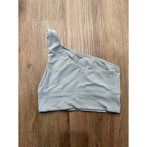 Lululemon Nulu Asymmetrical‎ Yoga Bra Light Blue Grey Size 4 LW2DTKS thumbnail 2