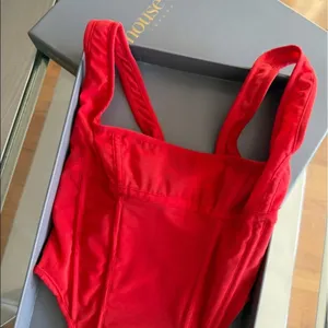House of CB 'Edetta' Scarlet Mesh Corset Vibrant Red Top thumbnail 4