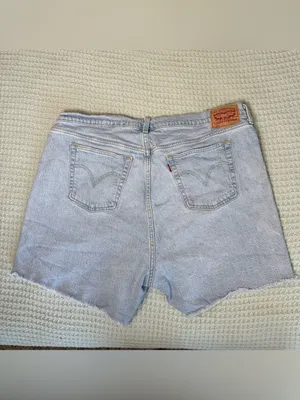 Levis 501 Original Denim Jean Shorts Womens Plus 18W Light Wash Distressed Jorts thumbnail 2