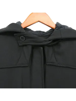 Lacoste Black Hooded Wool Blend Trench Coat Quilted Jacket 36 US 4 thumbnail 3