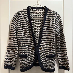 LOFT Navy and Cream Striped Cardigan‎ Size M thumbnail 1