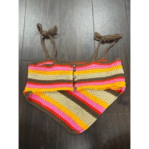 Urban Outfitters Crochet Striped‎ Bandana Crop Top - Size L thumbnail 3