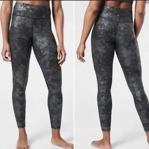 Athleta Elation Misty Lace Black Shimmer Tight Leggings thumbnail 2