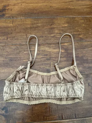 SKIMS Satin Ruched Bralette in Beige thumbnail 2