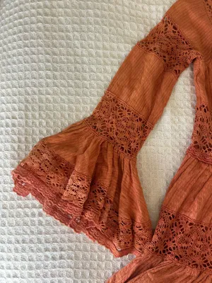 *Rare* Free People Rust Lace Bell Sleeve Dress thumbnail 3