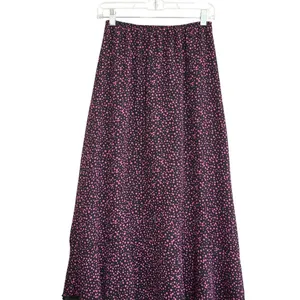 Vintage Pink Polka Dot Maxi Skirt Long A-Line High Waist Elastic Boho‎ Grunge thumbnail 2