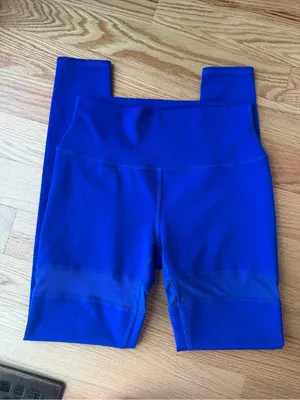 Alo Yoga Vintage Cobalt Blue Mesh Panel High Waist Leggings Size Medium thumbnail 6