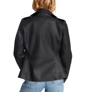 NWOT Steve Madden Jacket Faux Vegan Leather Moto Biker Black XS thumbnail 5