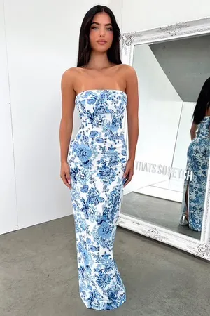 Blue Floral Maxi Dress Thats So Fetch US thumbnail 3