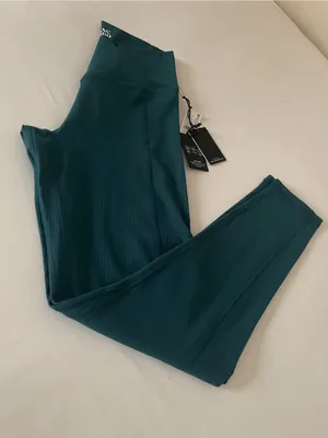 NWT PAC 1980 by PacSun Ribbed Crossover Leggings - Dark Teal - Size M thumbnail 3