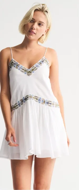 Abercrombie & Fitch V-Neck Flowy Mini Skort Dress Size Small Tall Boho Vacation thumbnail 1