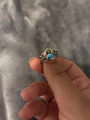 Western Bohemian Turquoise Crown Ring Silver Size none thumbnail 3