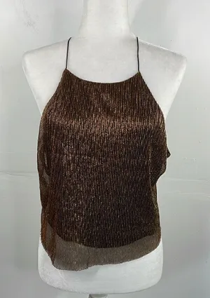Cotton Candy Gold Metallic Crop Top Size Medium thumbnail 1