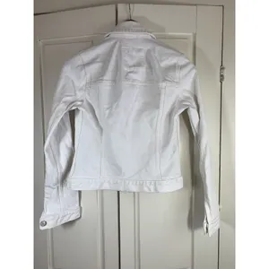 Abercrombie & Fitch White Denim Trucker Jacket Womens XS 144J0317 Stretch Cotton thumbnail 4